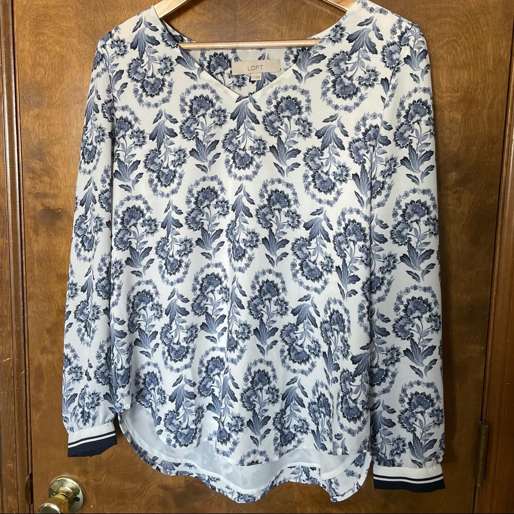 Loft Floral Shirttail Blouse